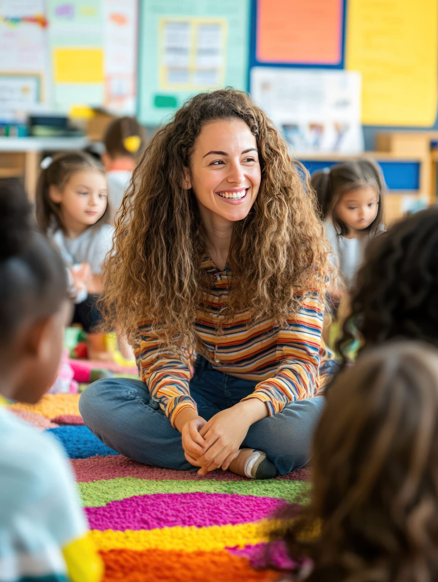 A Peyton’s Learning Place teacher with children in the classroom
